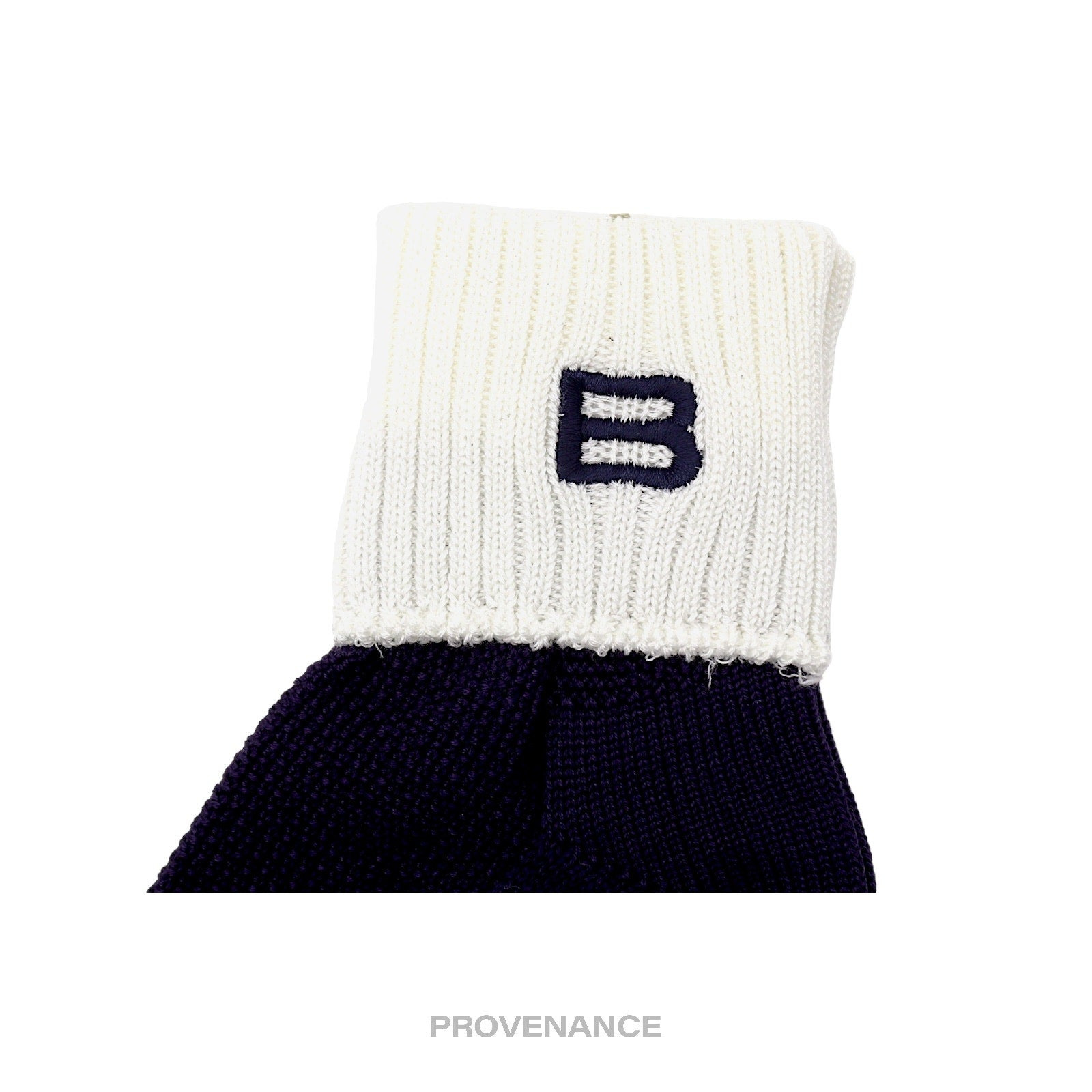 Balenciaga BB Logo Embroidered Socks - Navy White - 4