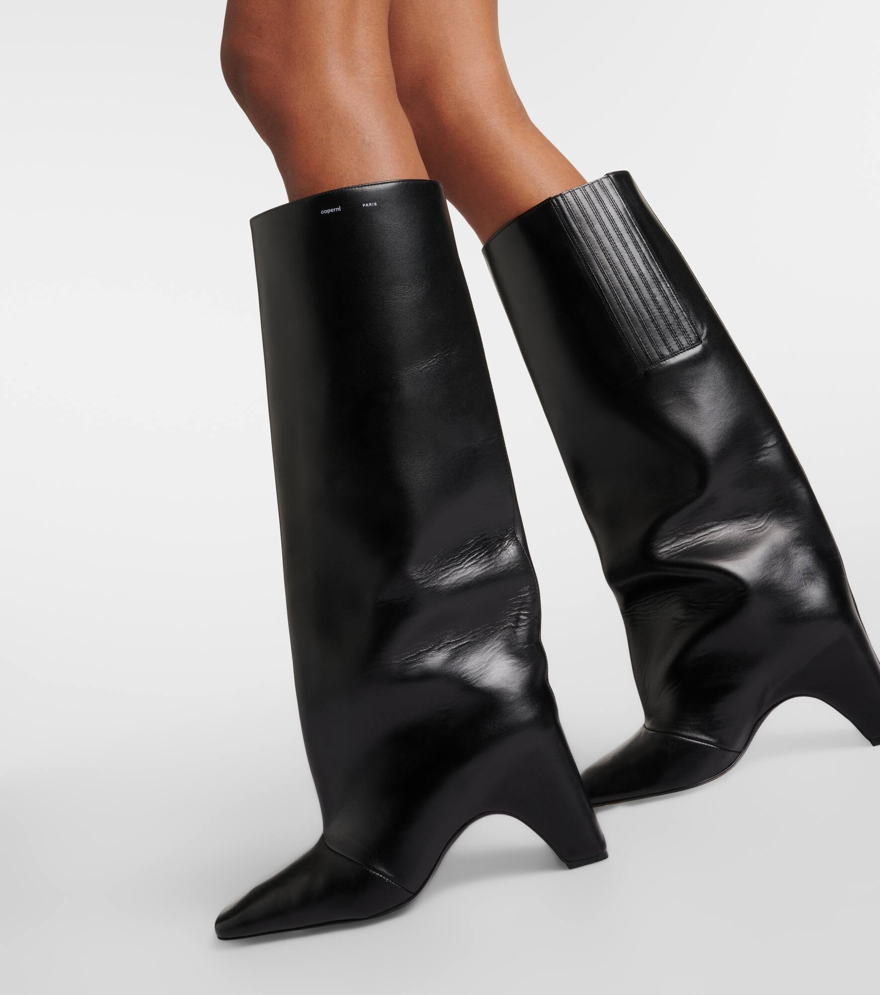 Bridge leather knee-high boots - 4