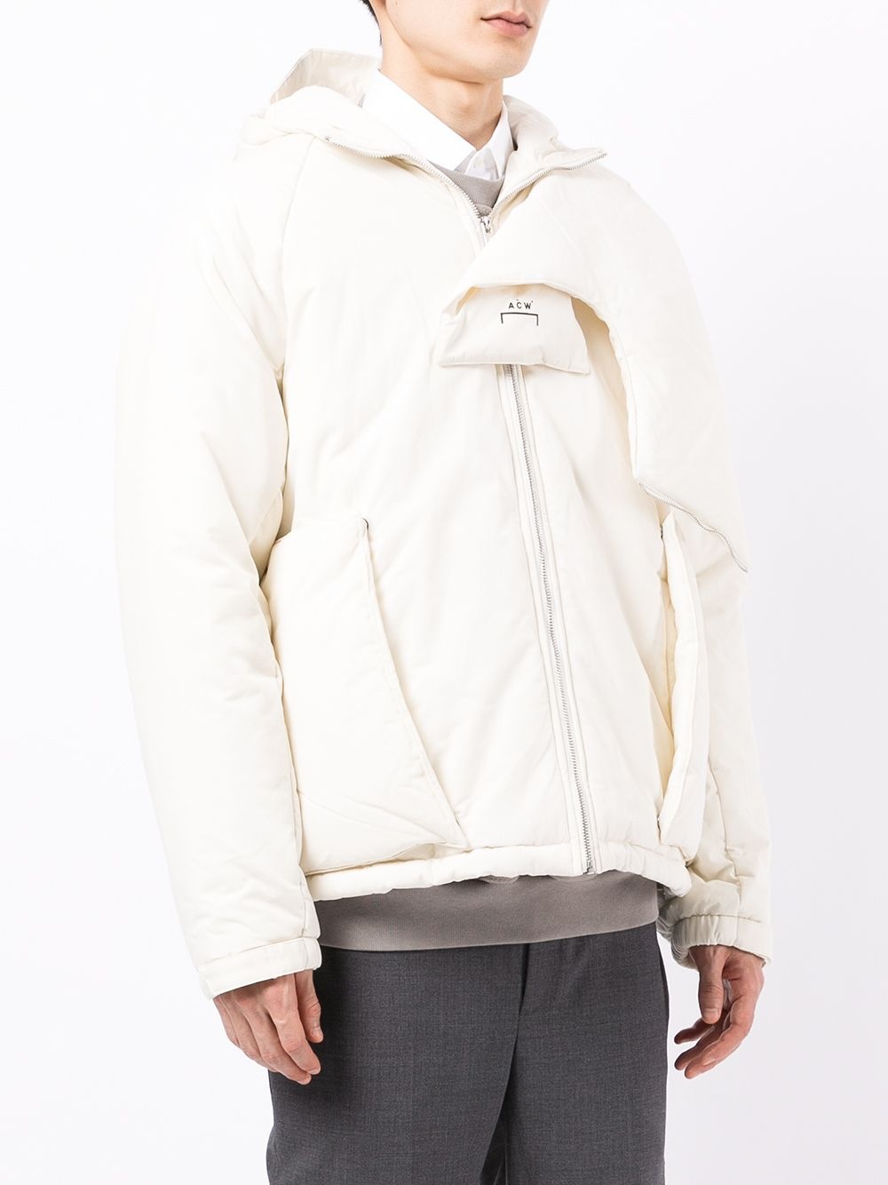 logo zipped hooded jacket - 3