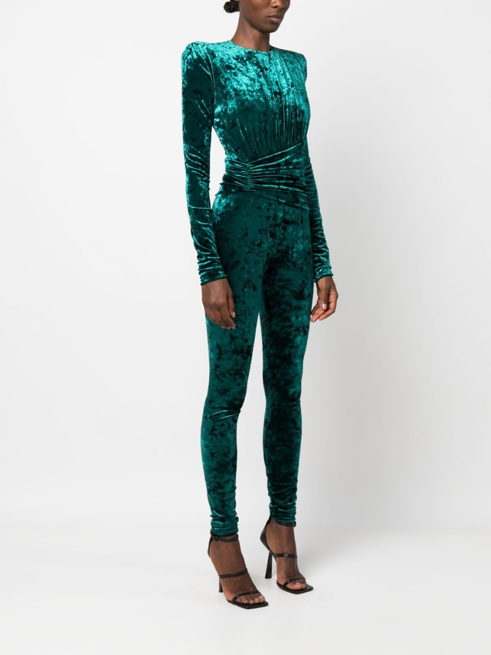 draped velvet jumpsuit - 3