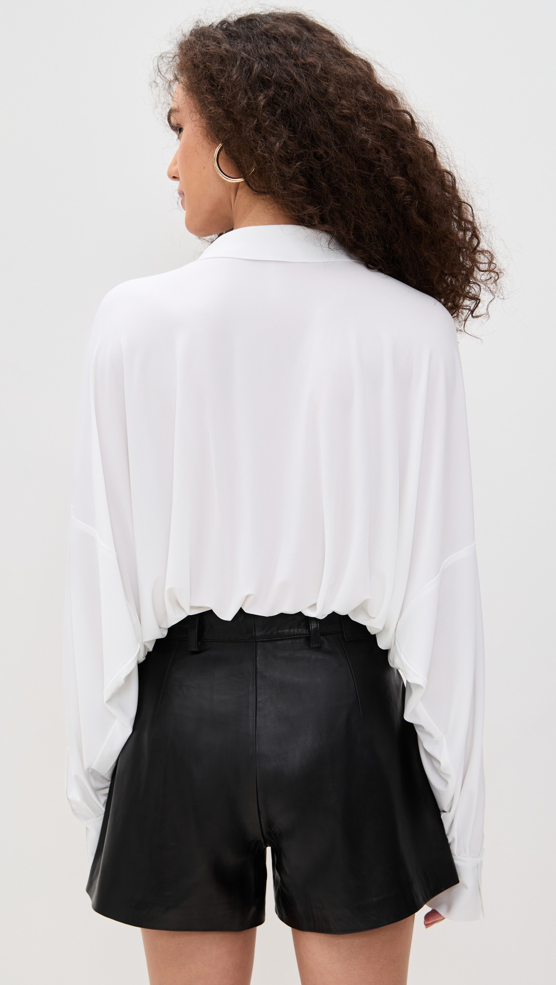 Super Oversized Boyfriend Neck Shirt Bodysuit - 2