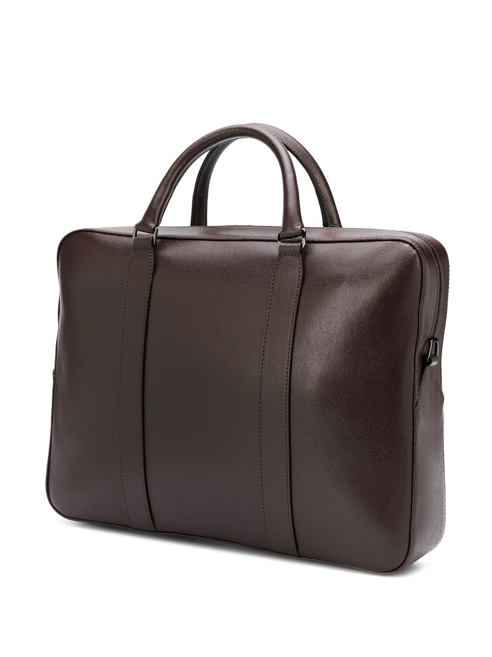 embossed logo leather briefcase - 3