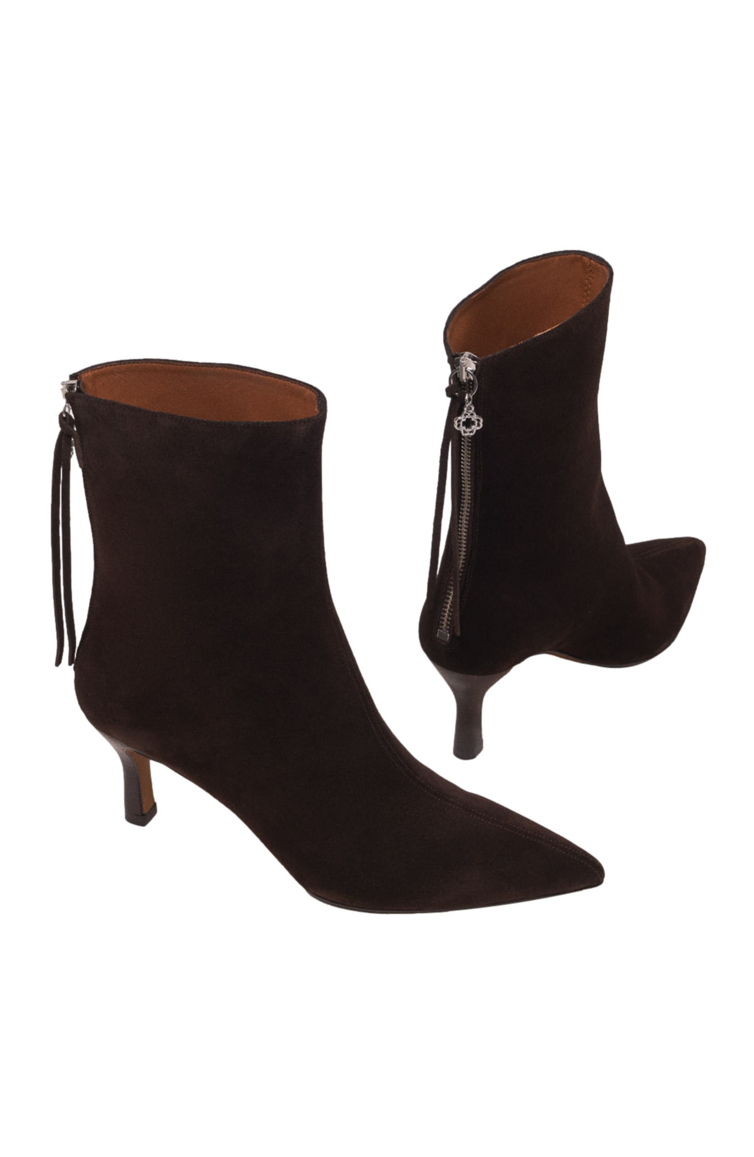 maje Zipped suede ankle boots in Dark Brown at Nordstrom - 3