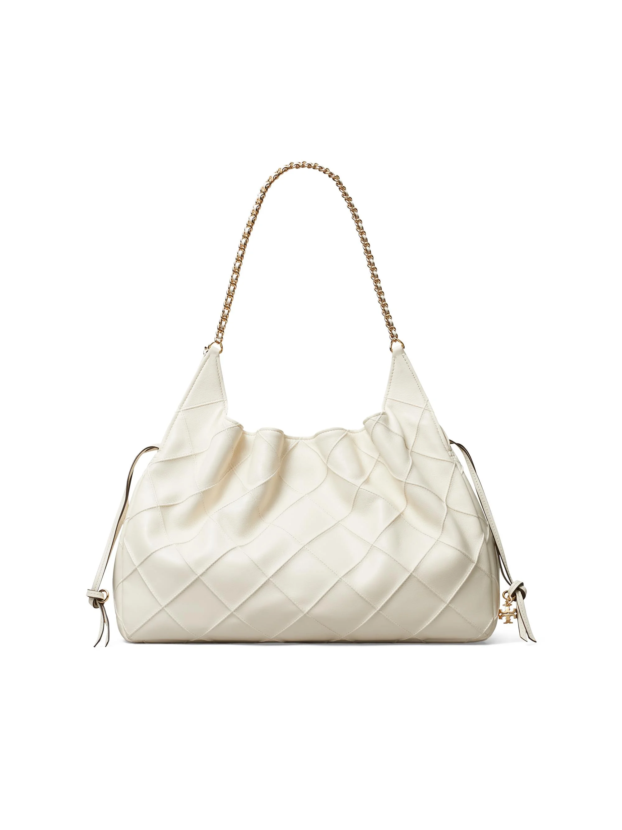 Women's Fleming Large Quilted Leather Tote Bag - Light Cream - 1