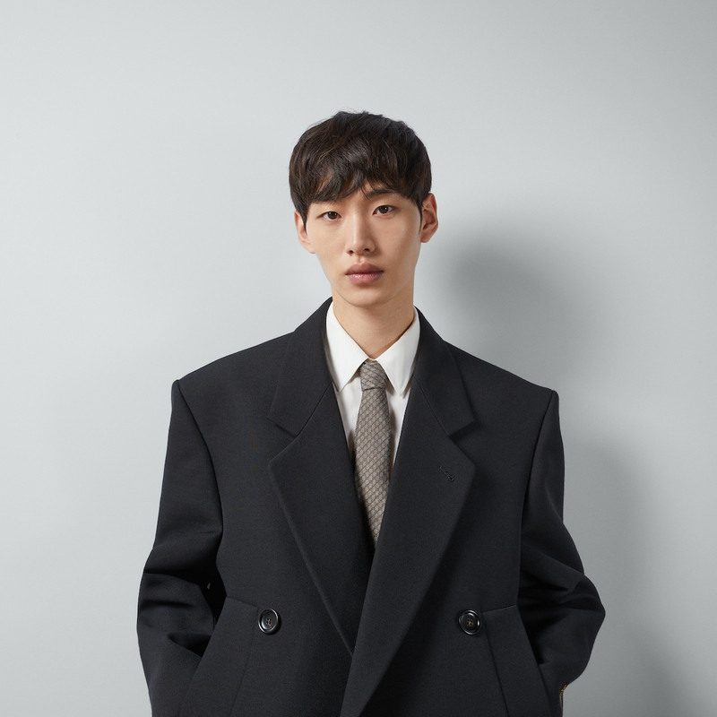 Interlocking G silk wool jacquard tie 3