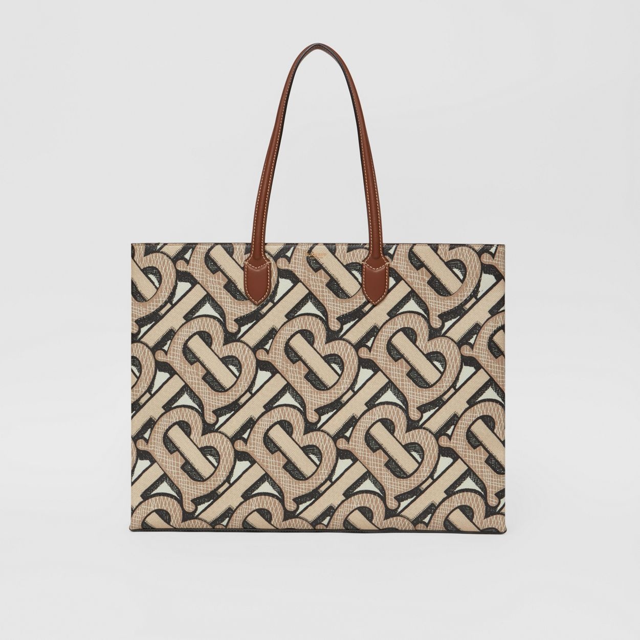 Monogram Print E-canvas Tote Bag - 1