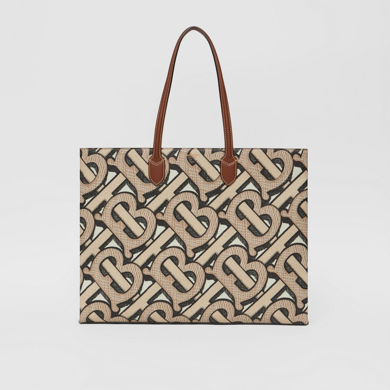 Monogram Print E-canvas Tote Bag 1