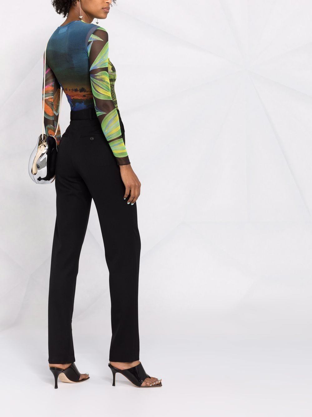high-waisted slim fit trousers - 4