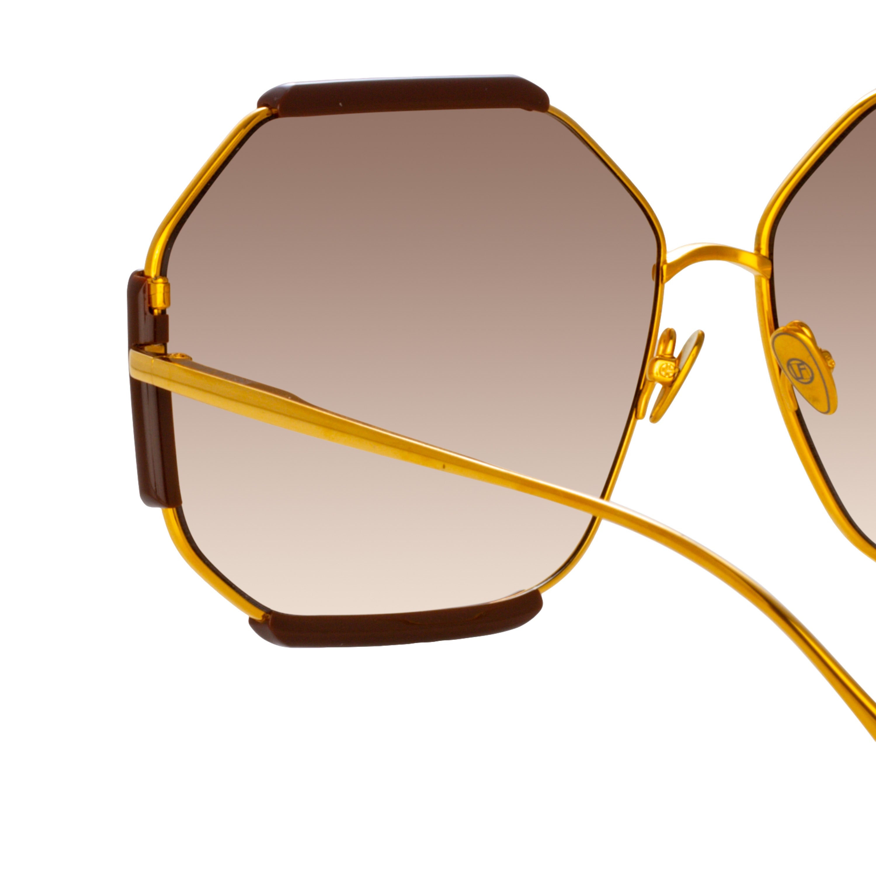 MARGOT HEXAGON SUNGLASSES IN BROWN - 4