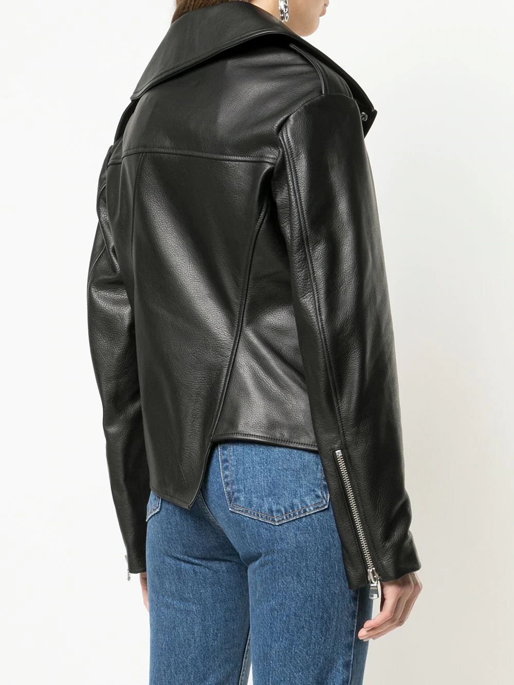 twisted leather biker jacket - 4