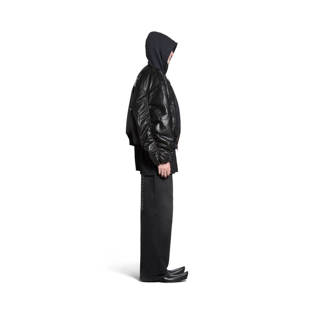 Men's Diy Metal Outline Hooded Bomber in Black - 3
