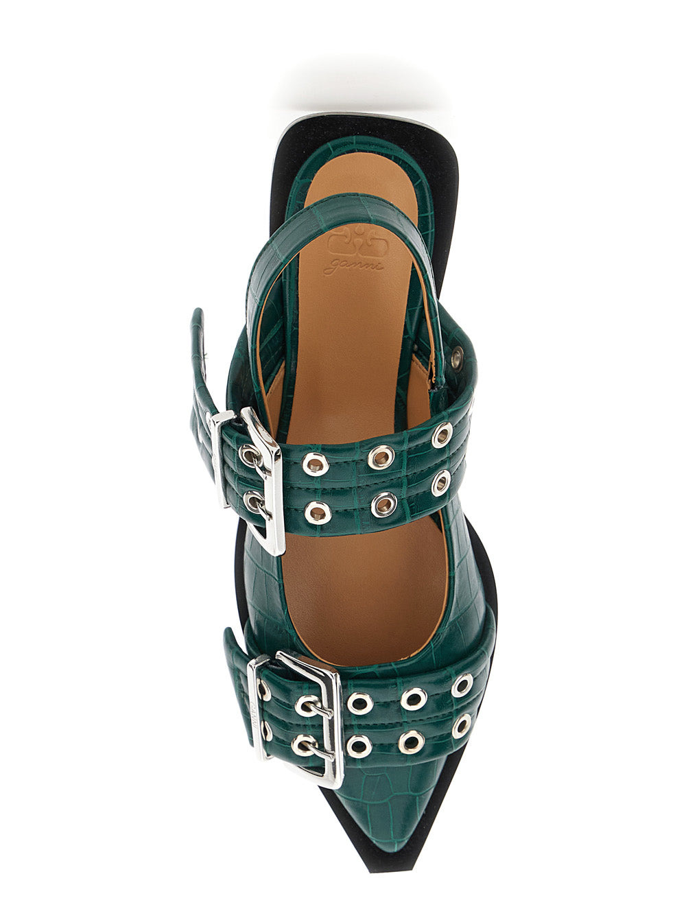 Ganni Women Feminine Buckle Ballerina Croco - 4