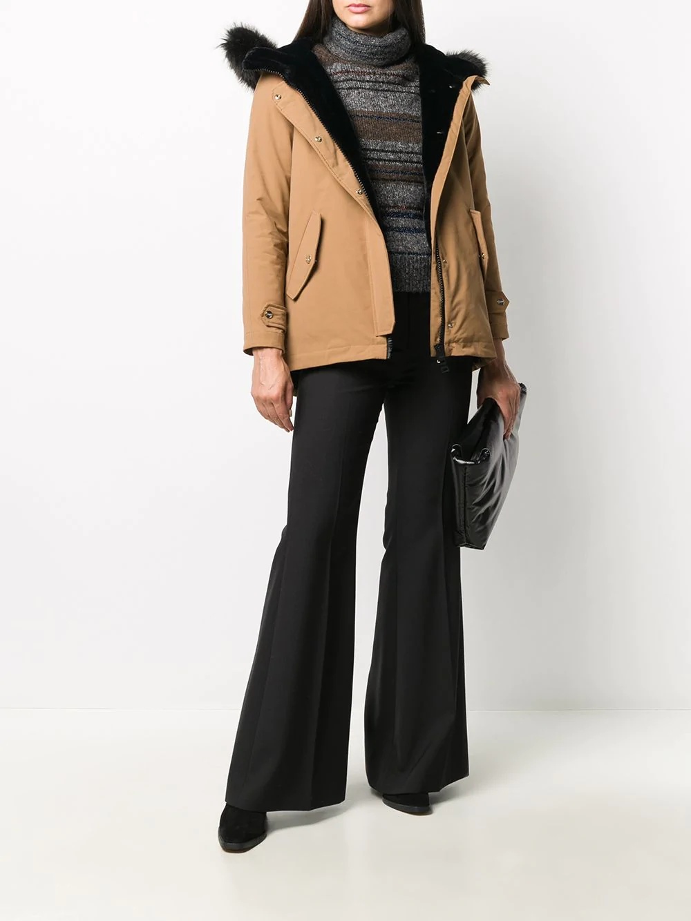 shearling-lining hooded jacket - 2