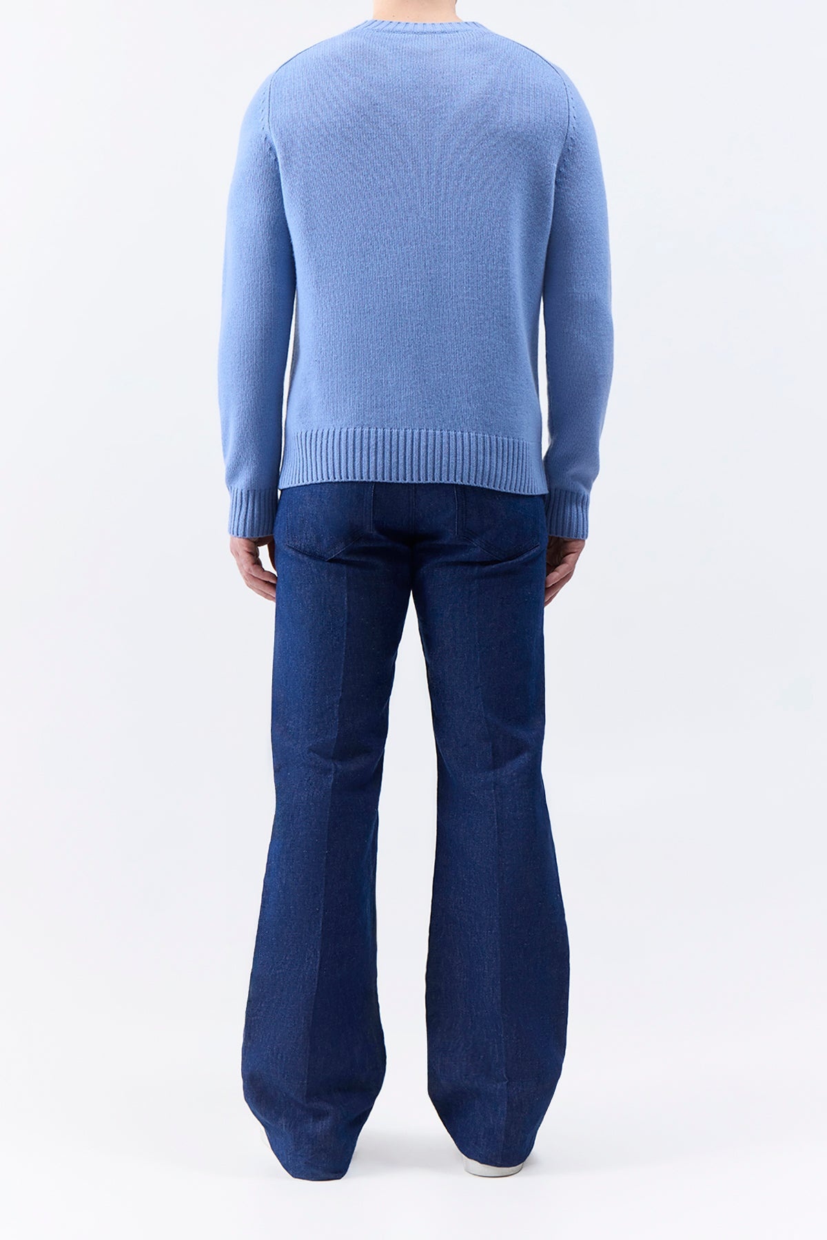 Francesco Knit Sweater in Light Blue Denim Cashmere - 4