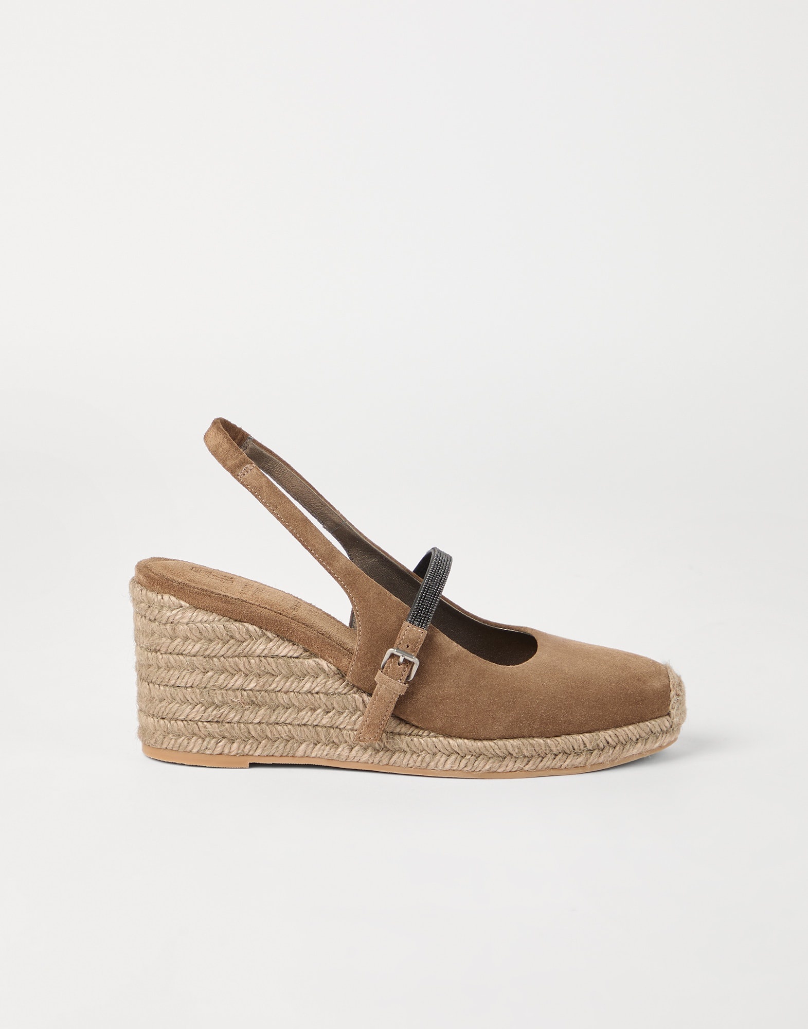 Suede espadrille wedges with precious strap - 5