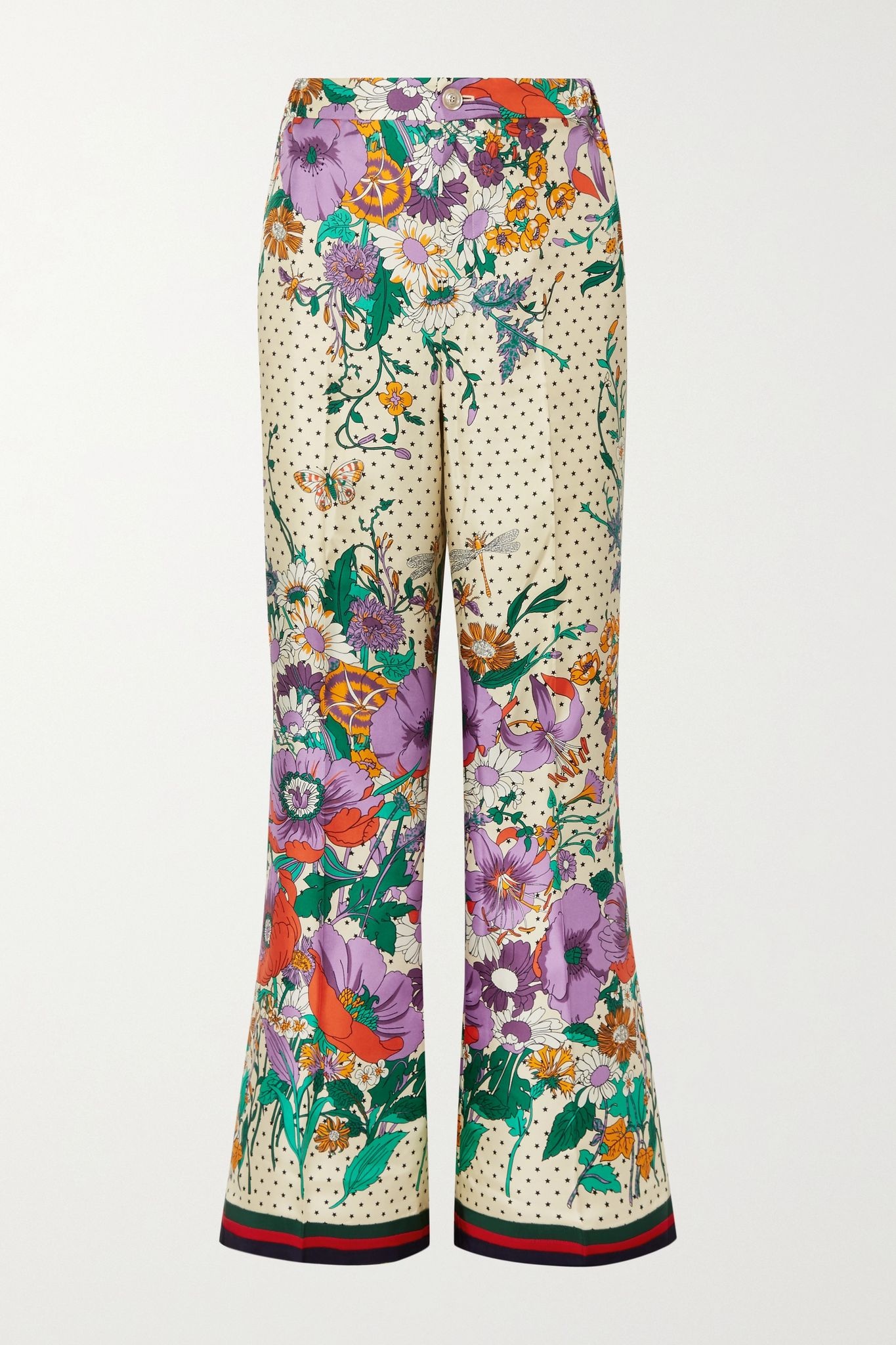 Printed silk-charmeuse wide-leg pants - 1