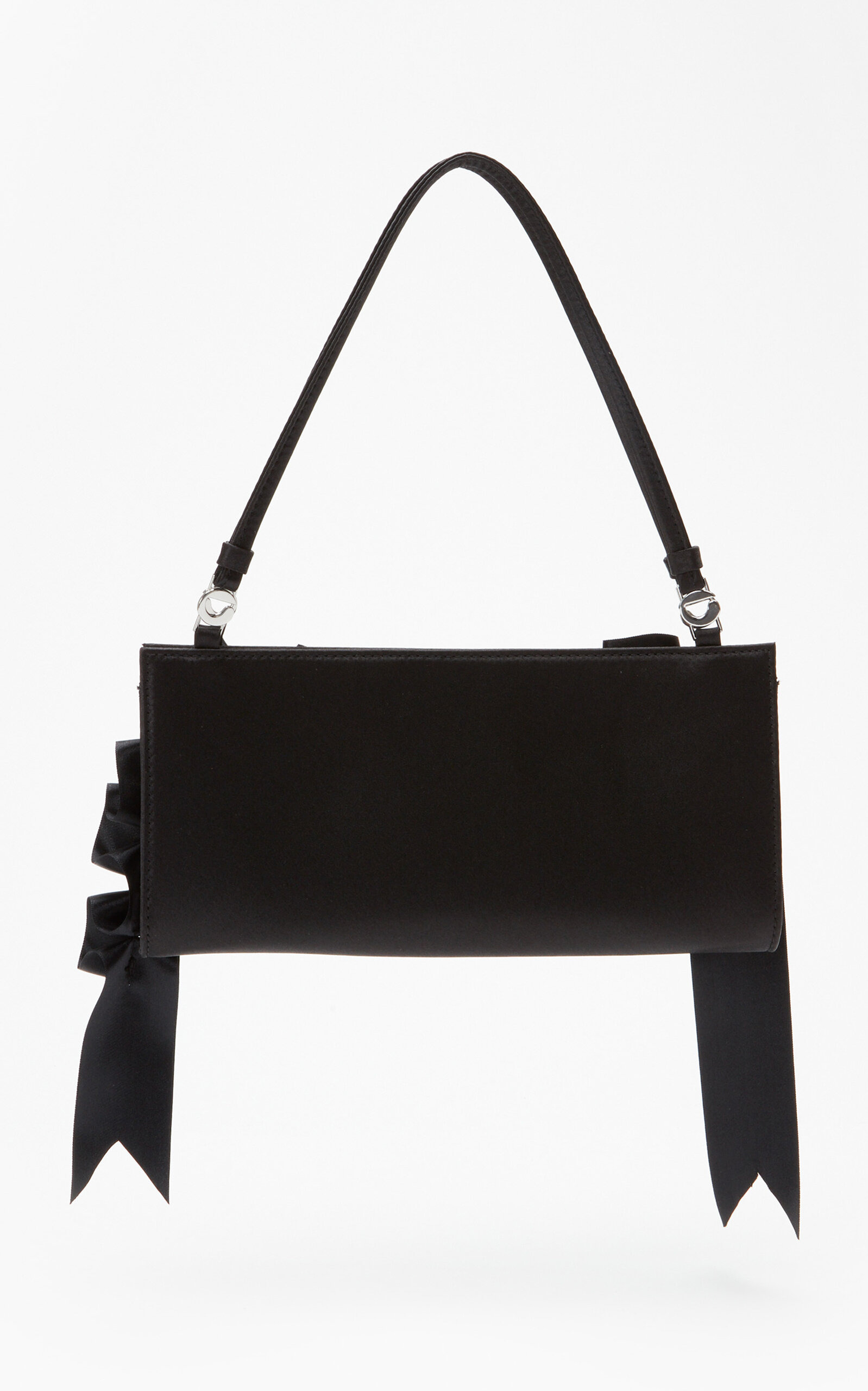 Pleated Ribbon Satin Pochette Bag black - 7