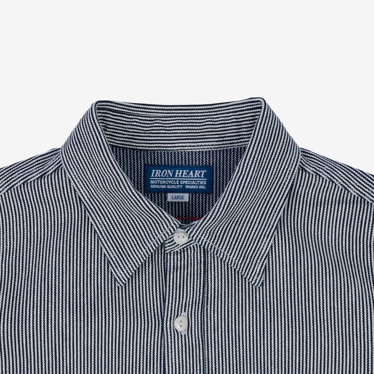 IHSH-366-IND 8oz Herringbone Hickory Stripe Work Shirt - Indigo - 8