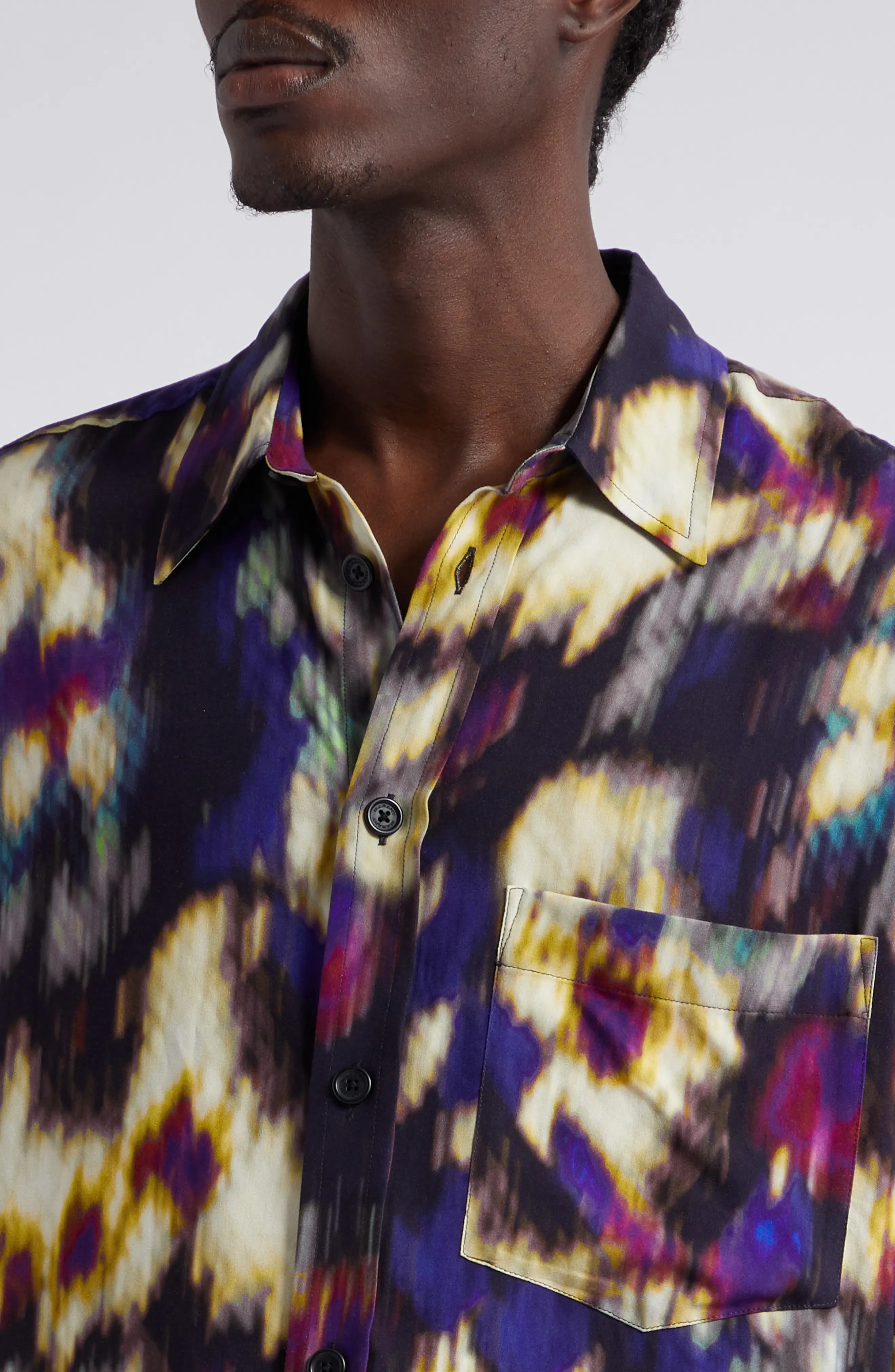 Vabilio Abstract Print Button-Up Shirt in Ochre/Black - 5