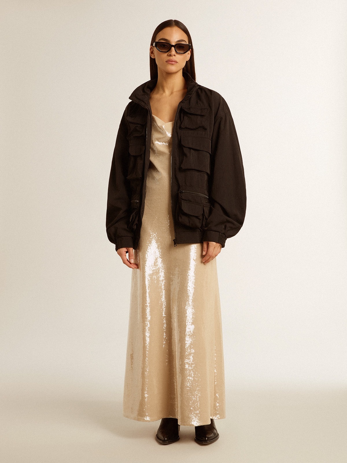 Black multi-pocket windcheater - 6