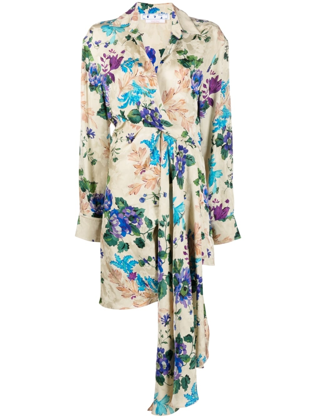 floral-print asymmetric shirtdress - 1