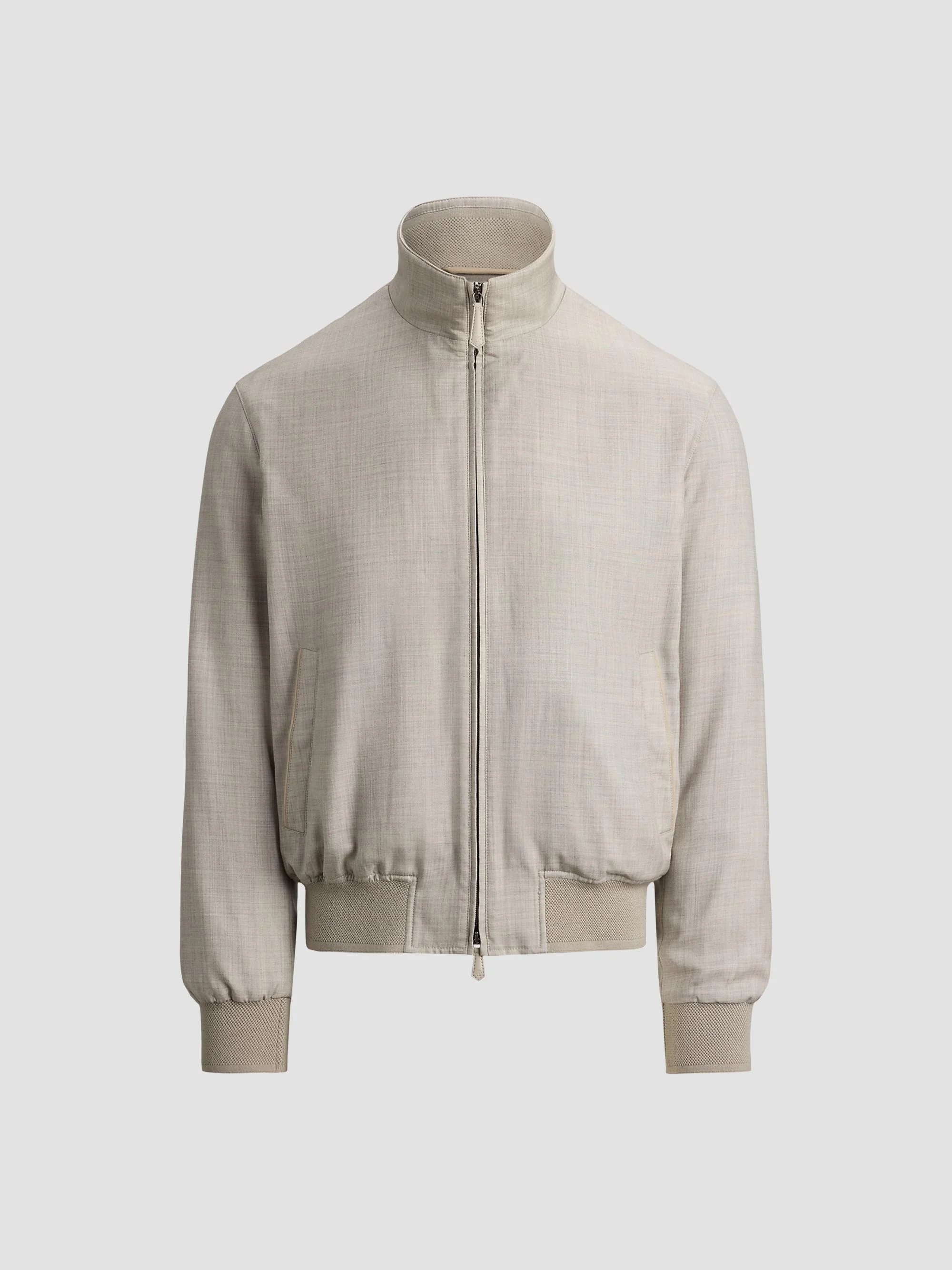 Men's Felton Cashmere-Silk Bomber Jacket - Cream Pearl Grey - 1