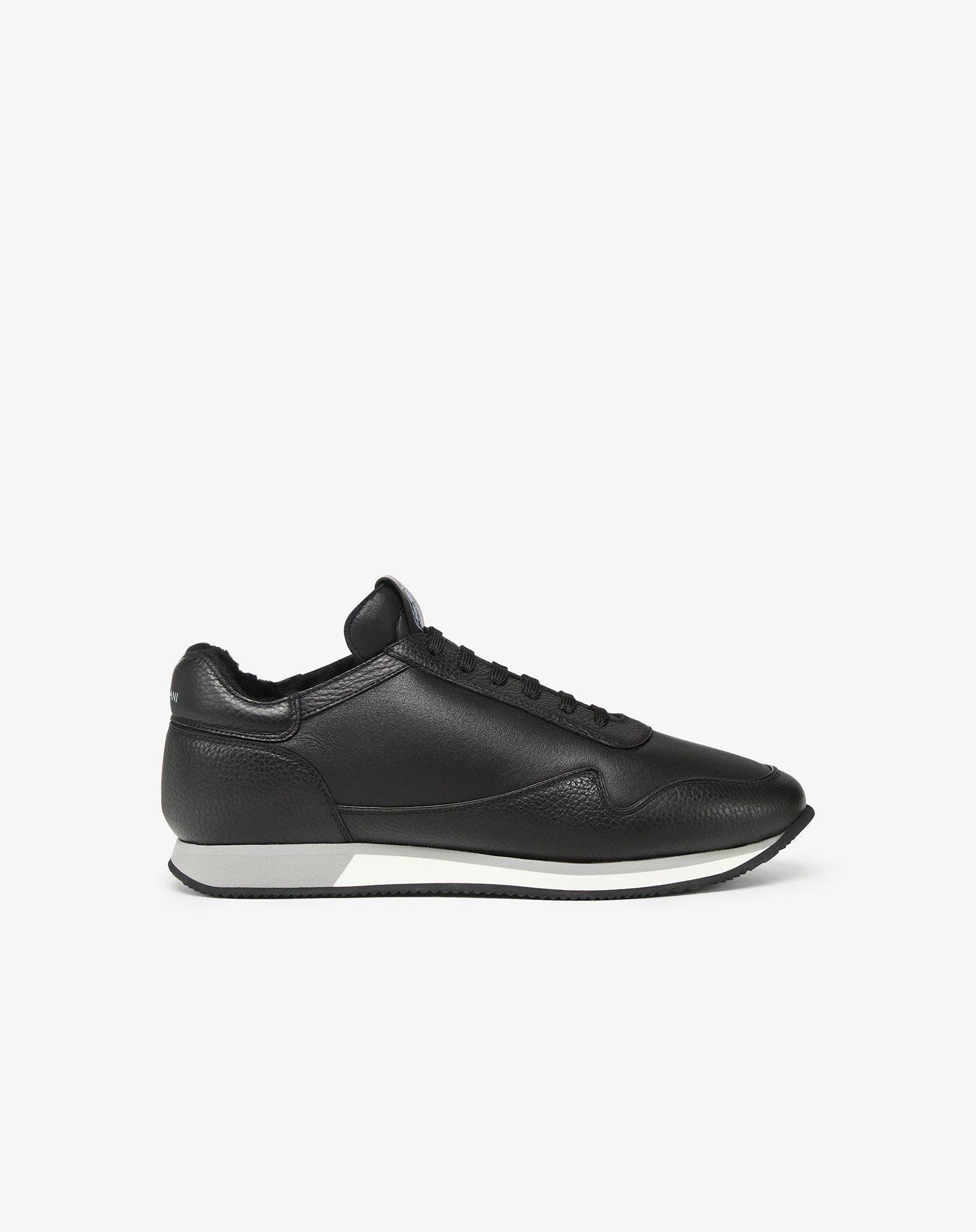 Black leather runner with shearling lining - 1
