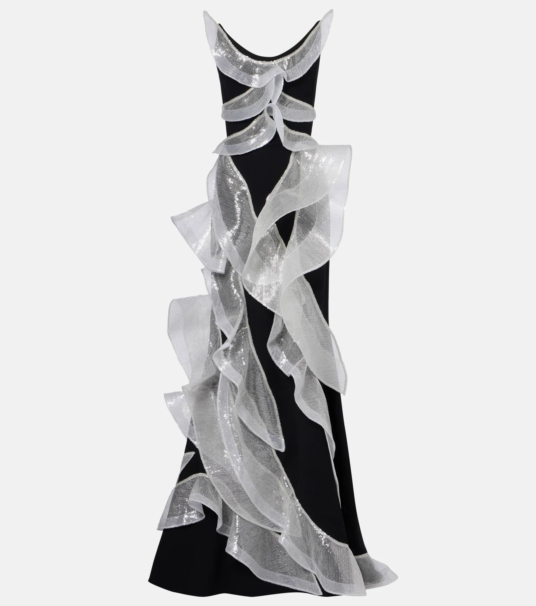 Refraction sequined ruffled gown - 1