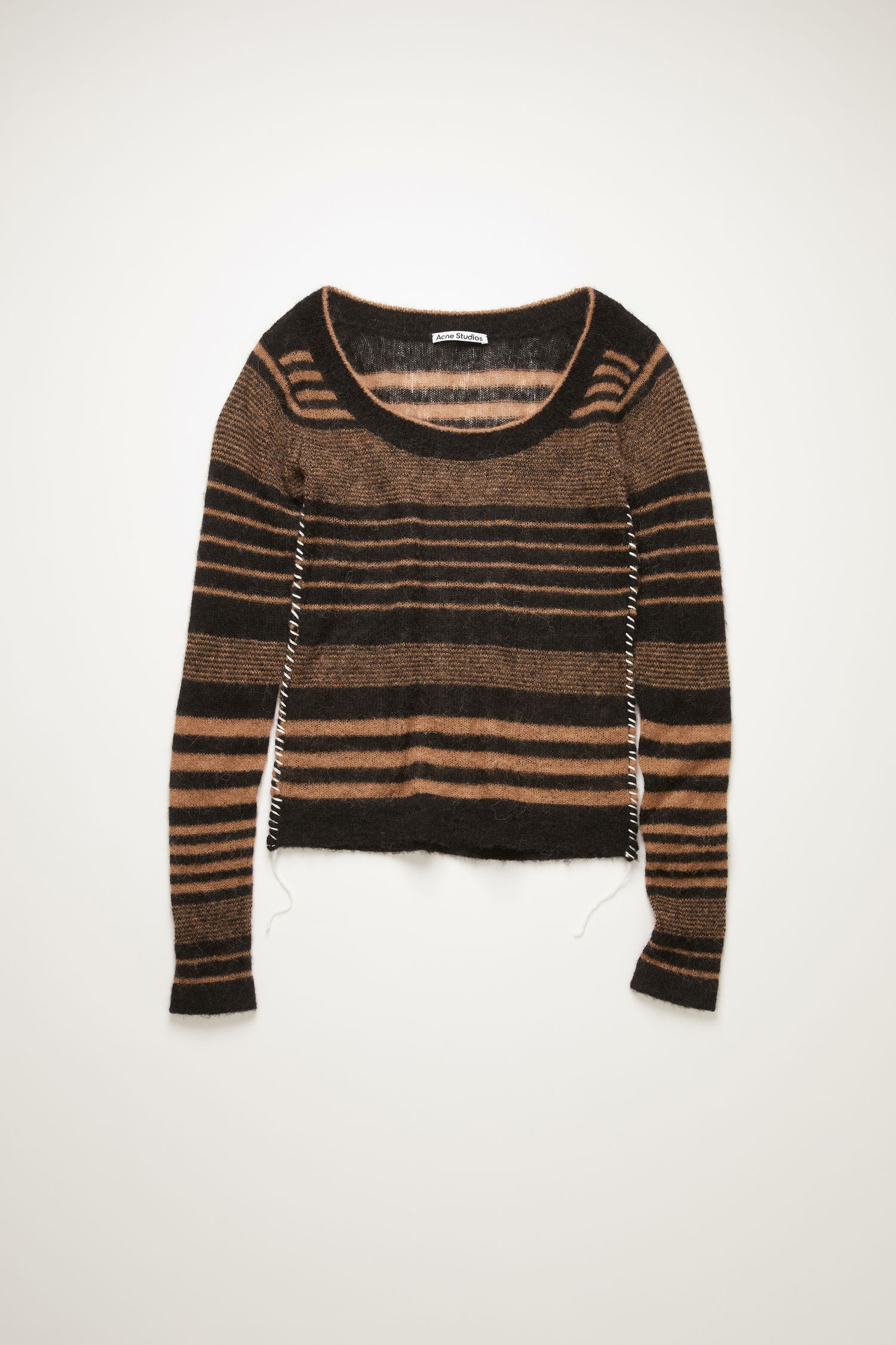 Scoop-neck striped sweater black/camel - 5