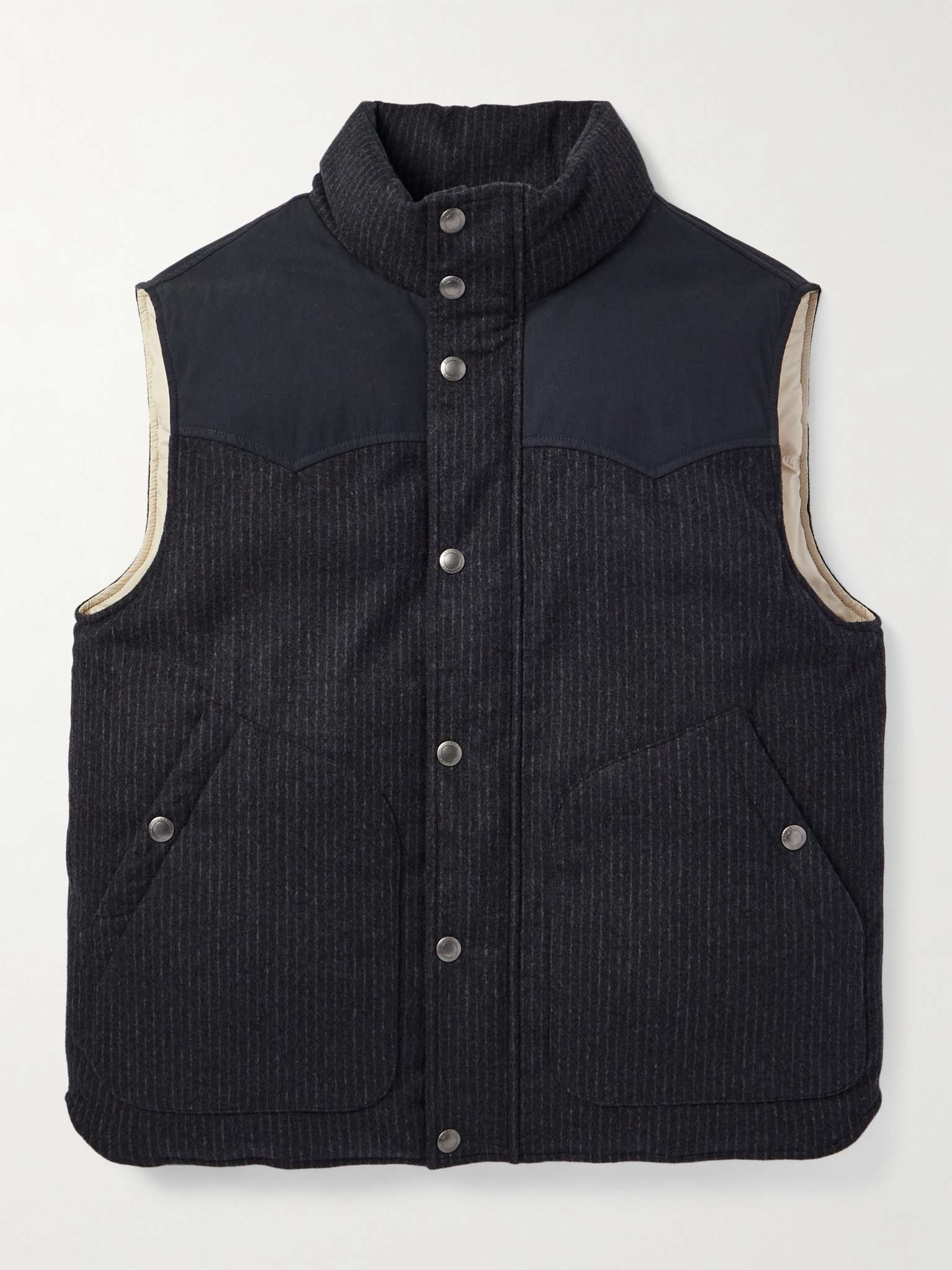Pinstriped Wool and Cashmere-Blend Padded Down Gilet - 1