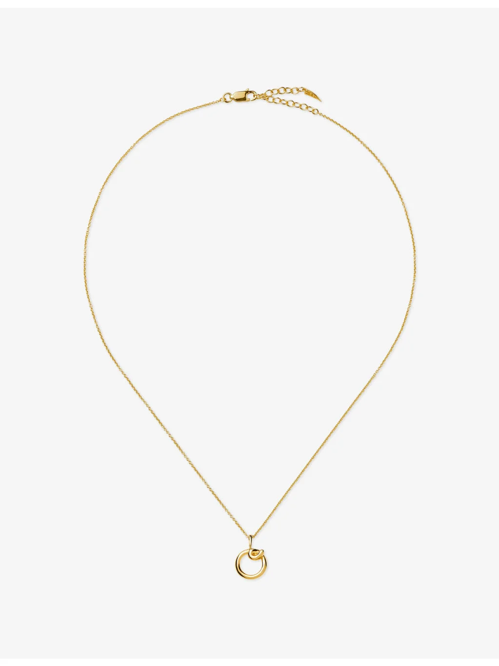 Curly Molten Mini Initial O 18ct Gold Vermeil Necklace - 1