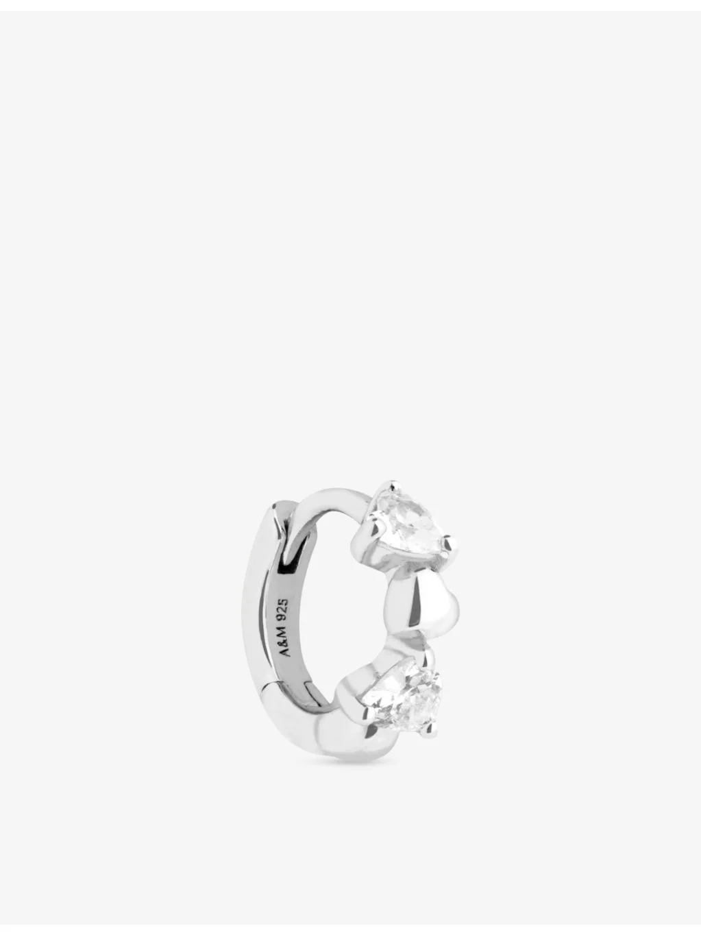 Heart Cluster Sterling-Silver And Cubic Zirconia Single Hoop Earring - 1