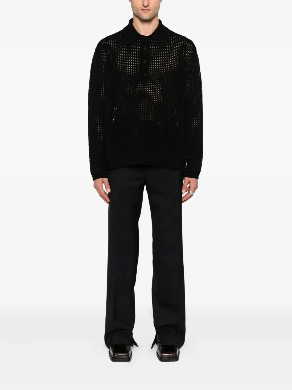 Gucci Men Long Sleeve Cotton Polo - 2
