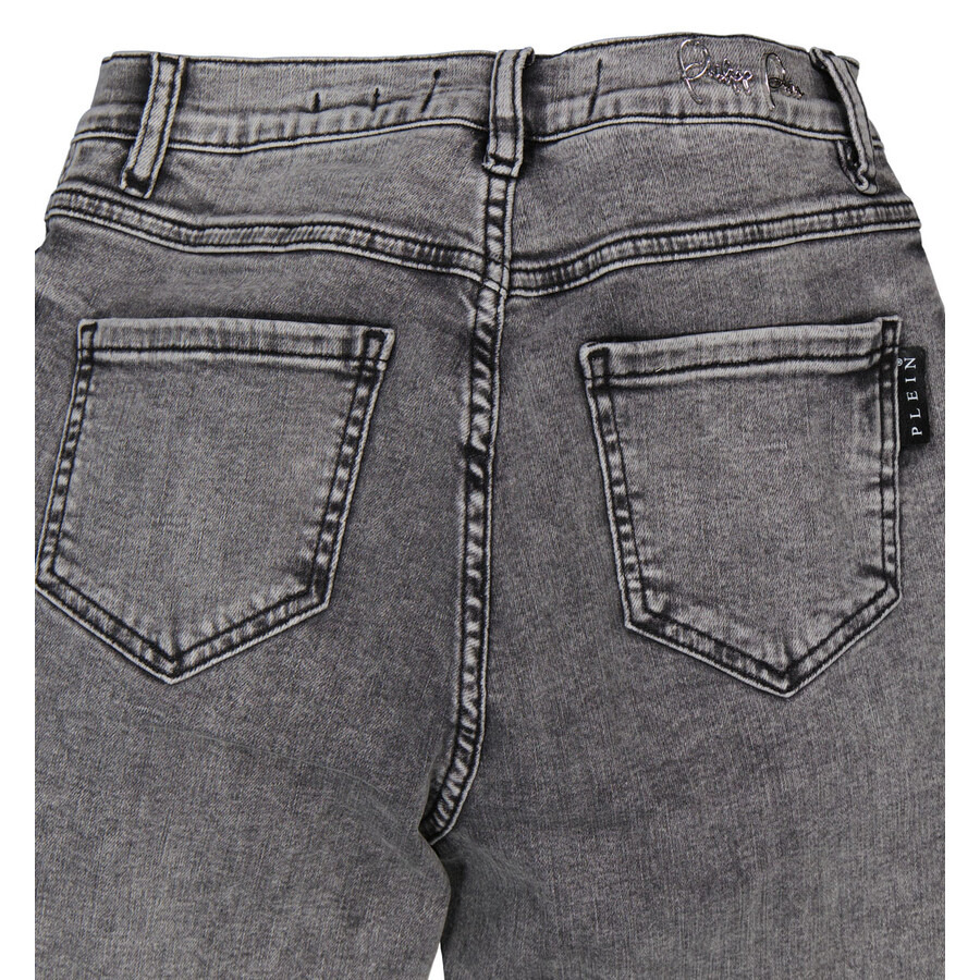 Philipp Plein Destroyed High-Waist Denim Jeggings - 7