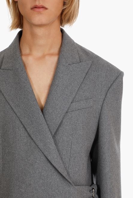 Heather gray wool asymmetrical blazer - 6