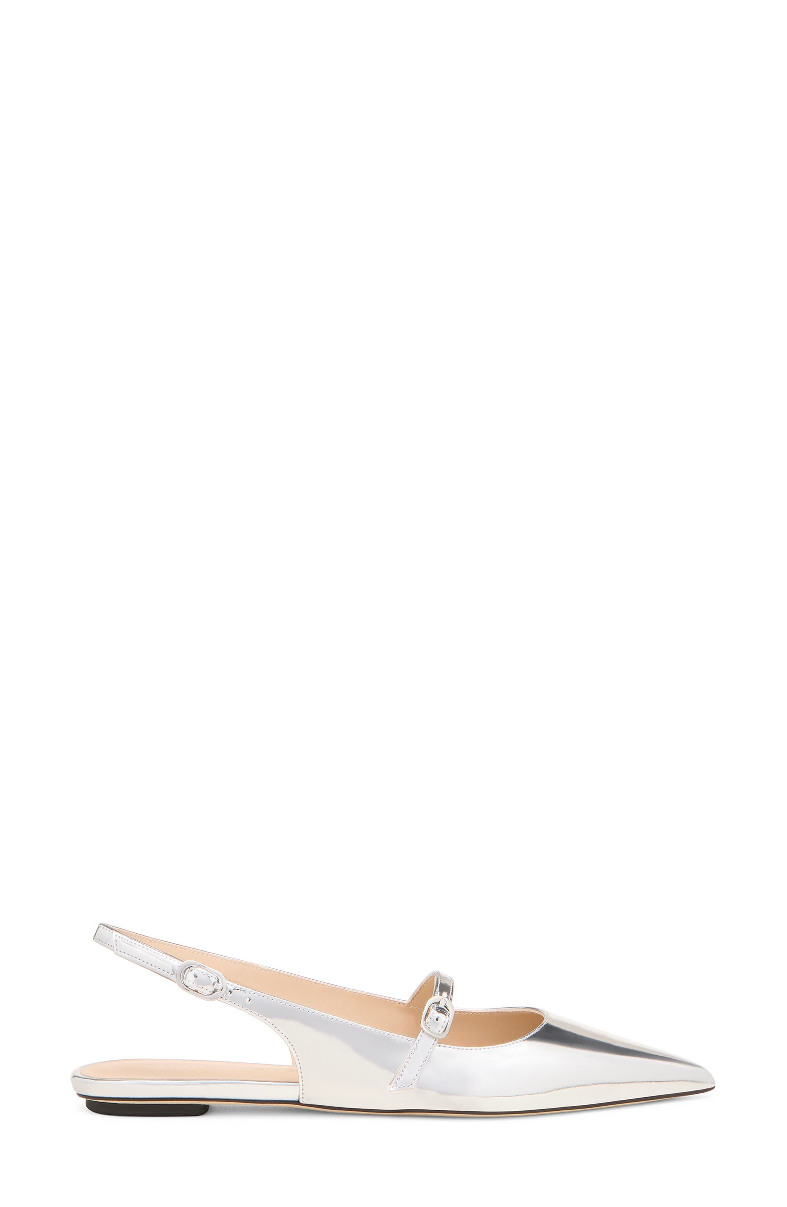 Stuart Weitzman Emilia Mary Jane Slingback Flat in Silver at Nordstrom - 3