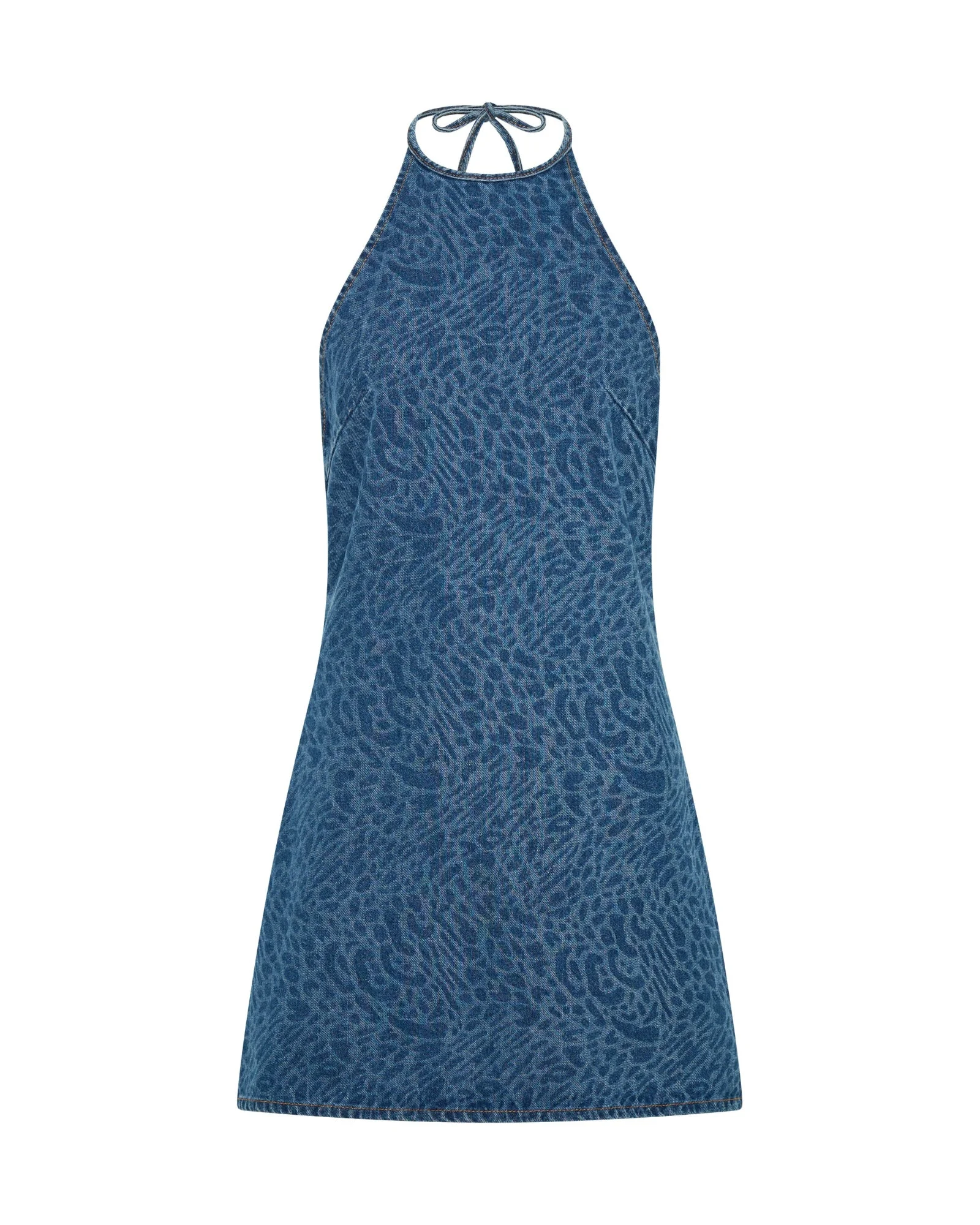 Electric Jungle Denim Mini Dress - Blue Animal - 1
