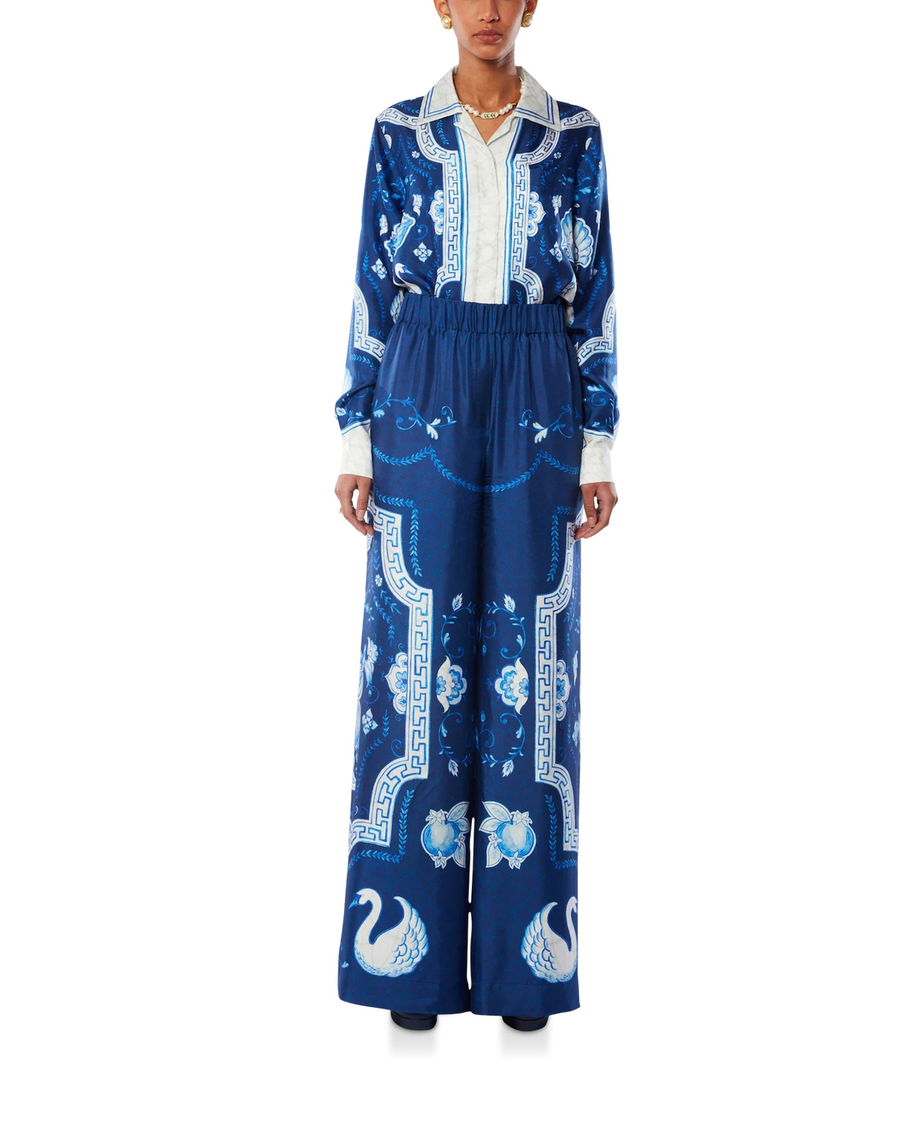 Plat A Dessert Bleu Printed Wide Leg Trousers - 2