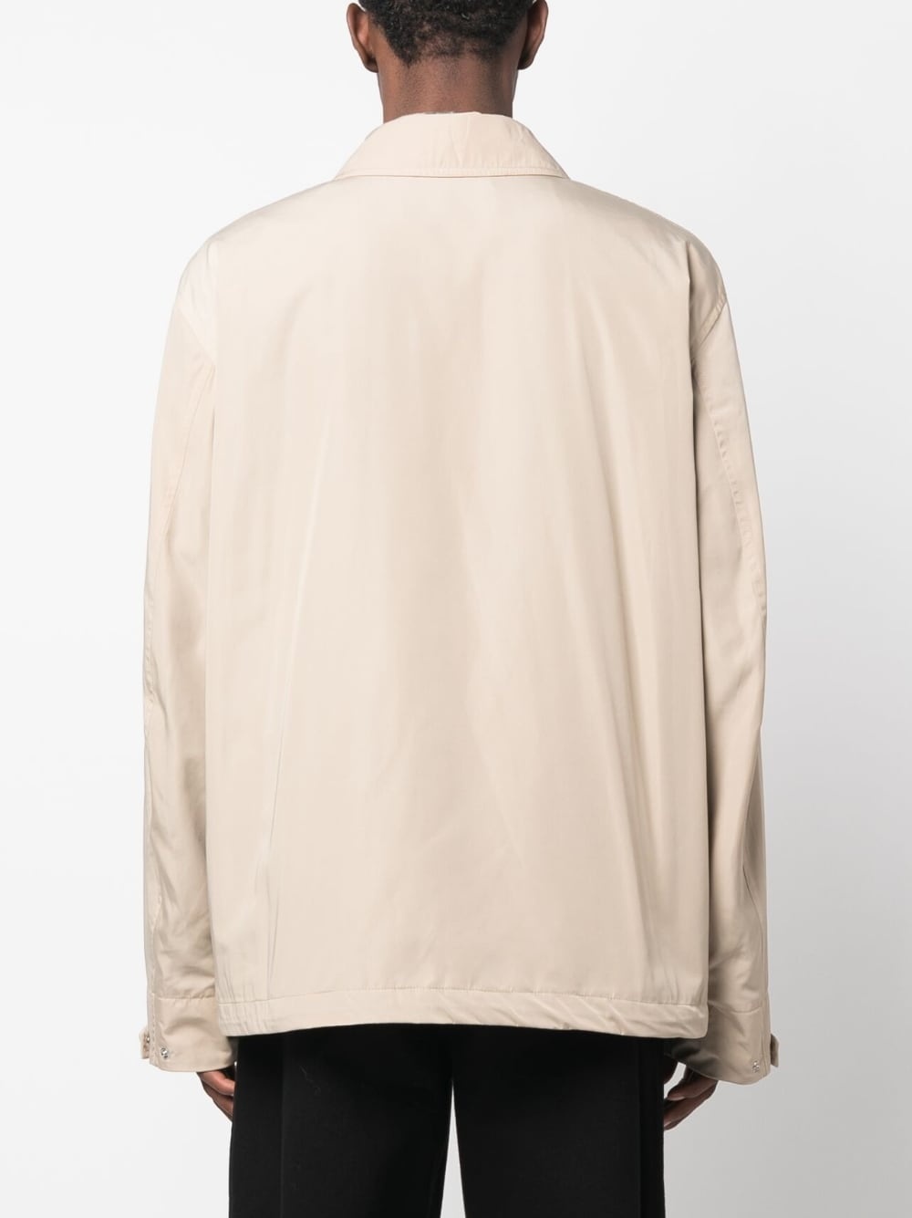 logo-embroidered shirt jacket - 4