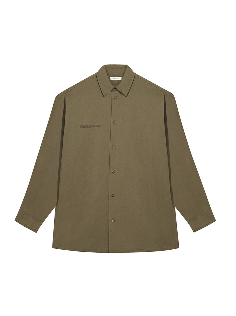 Cotton Linen Long Sleeve Overshirt - Soil Brown 1
