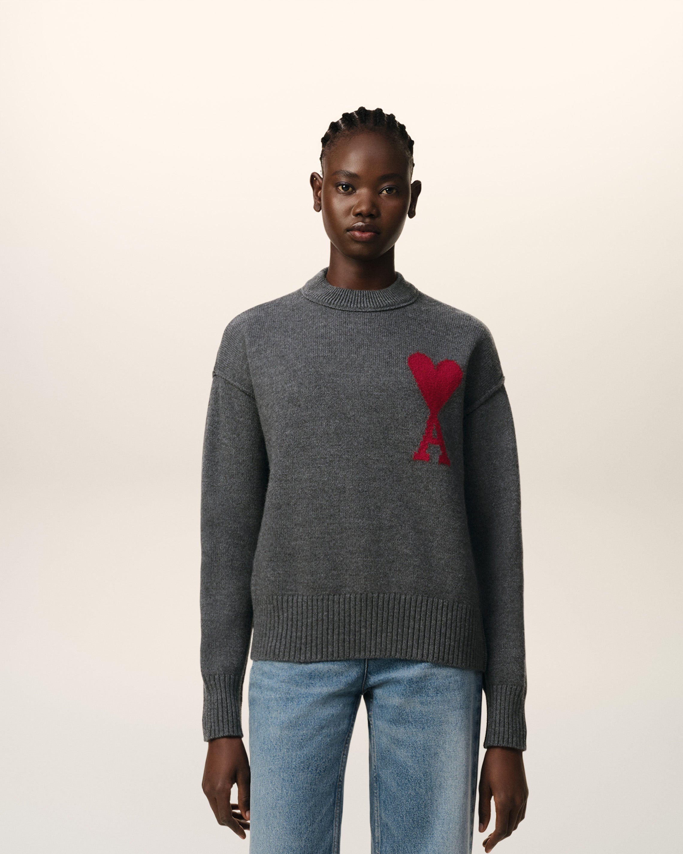 GREY WOOL AMI DE COEUR SWEATER - 1