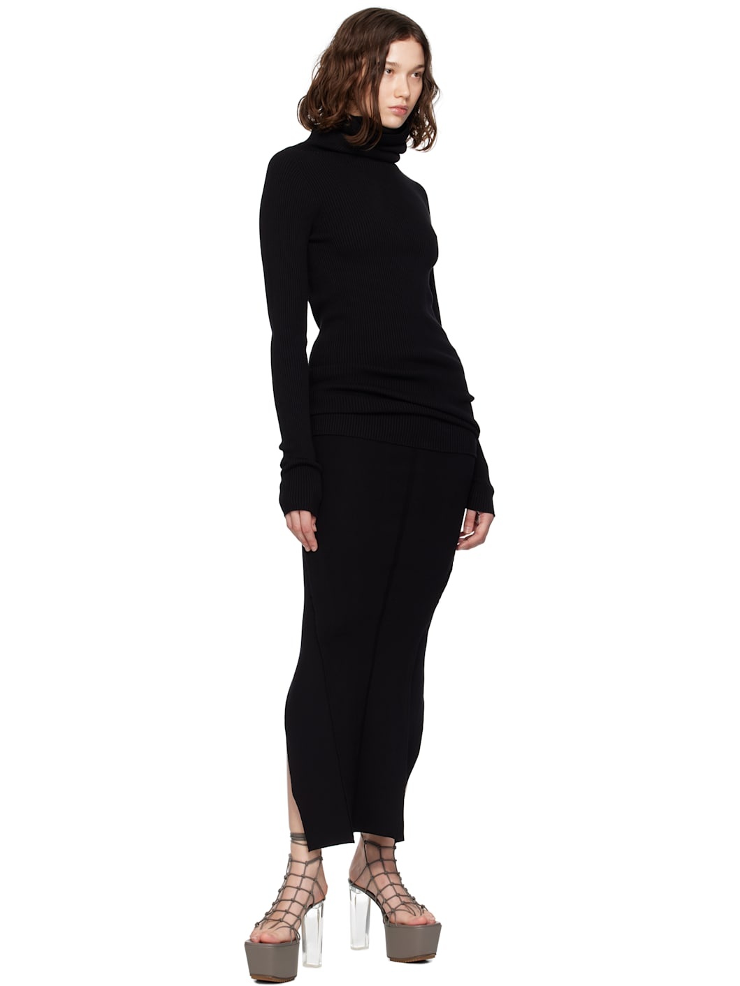 Black Concordians Ribbed Knit Tube Turtleneck - 4
