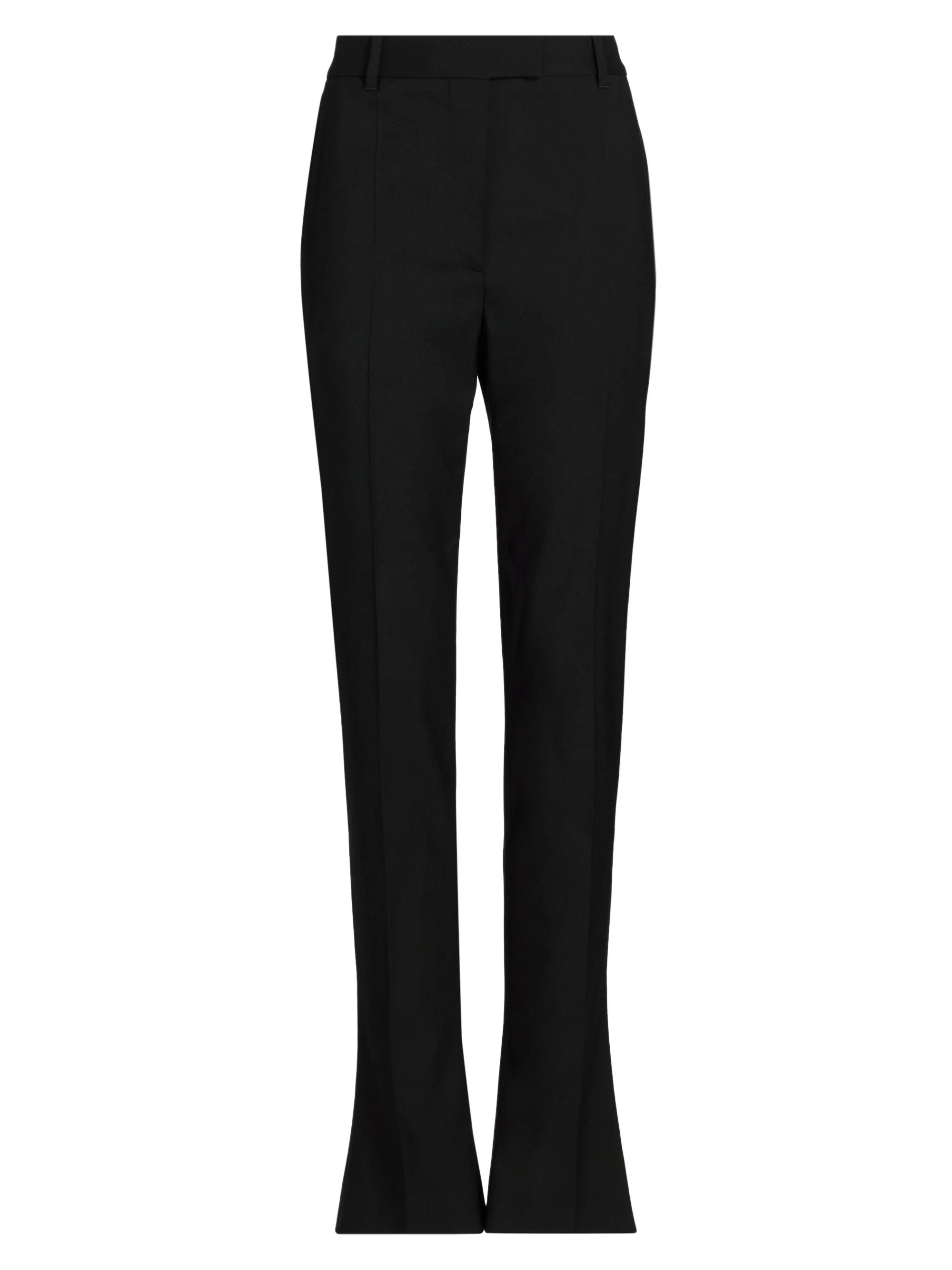 Women's Stretch Wool Straight-Leg Flare Trousers - Black - 1