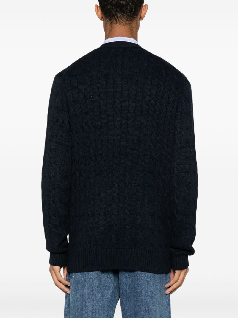 logo-embroidered cable-knit cardigan 4