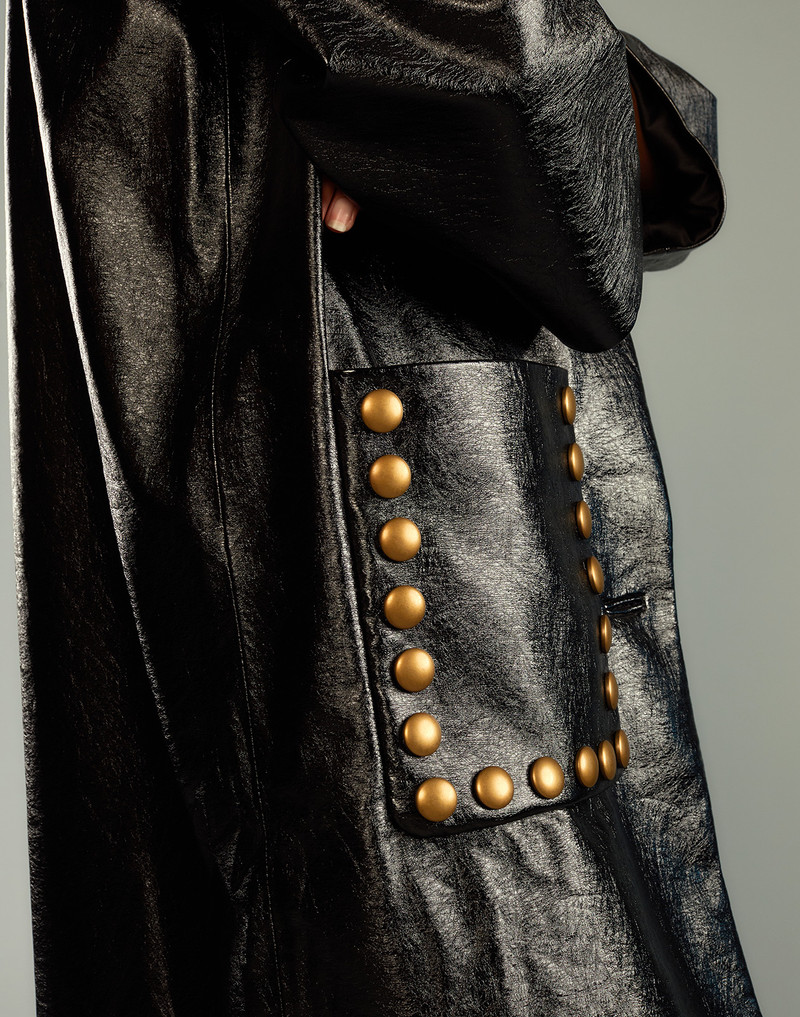 CYNTHIA ROWLEY Studded Vegan Leather Coat outlook