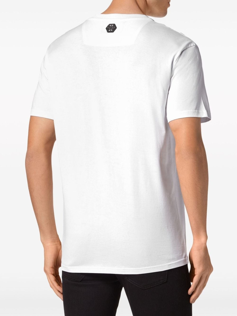 rhinestone-skeleton cotton T-shirt 3