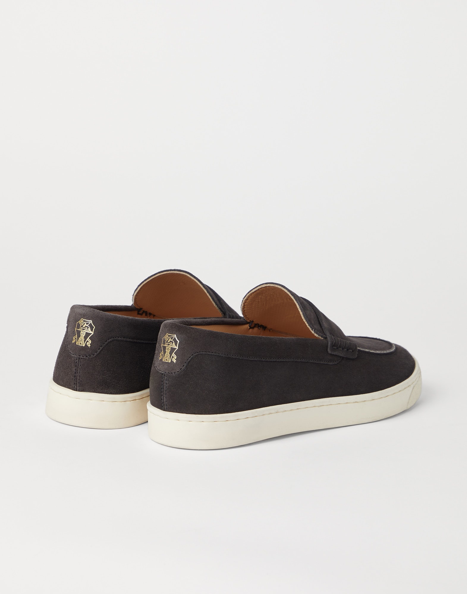 Washed suede loafer sneakers with natural rubber sole - 2