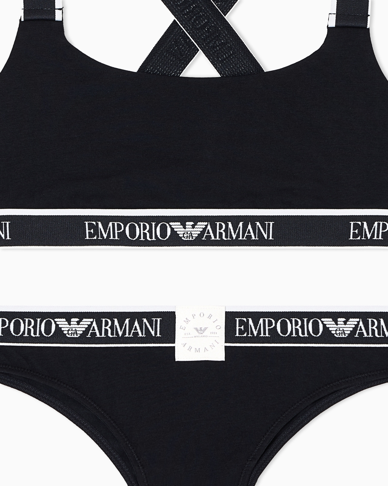 ASV ICONIC ORGANIC-COTTON BRALETTE AND BRAZILIAN BRIEFS SET WITH LOGO BAND - 4