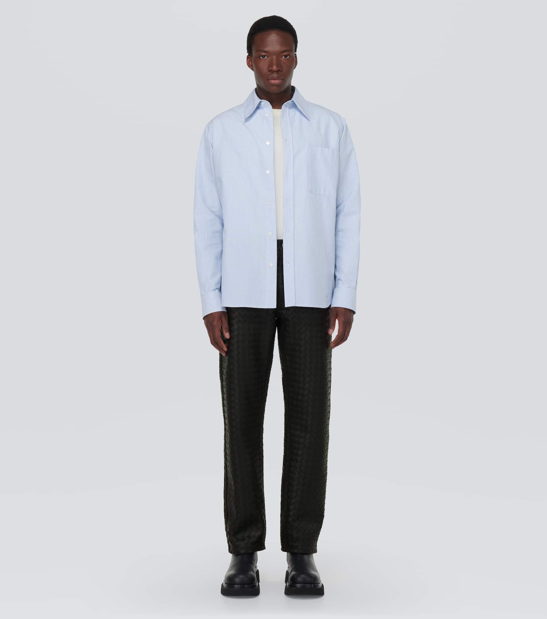 Intrecciato leather straight pants - 2