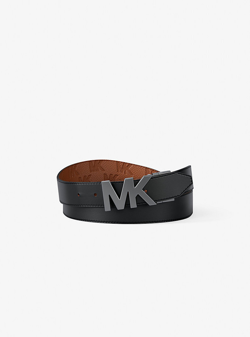 MICHAEL KORS Reversible Logo Embossed Leather Buckle Belt outlook